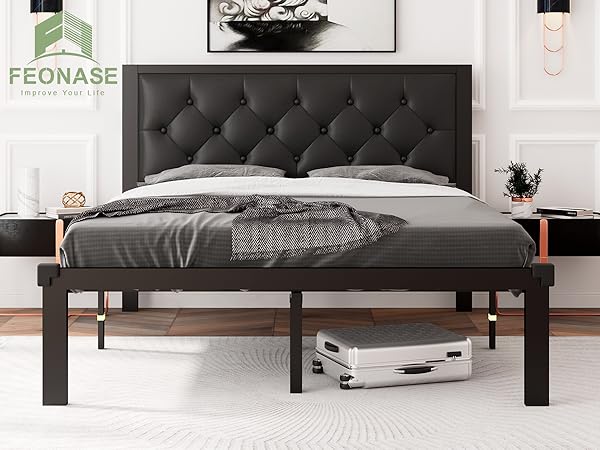 fuyyy Amazon.com: Feonase Full Size Metal Bed Frame with Faux