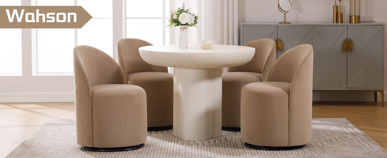Wahson Velvet Swivel Dining Chair Set of 4, Modern