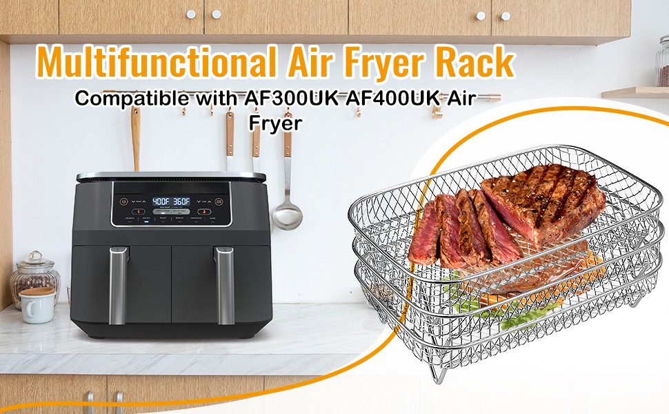 Air Fryer Rack for Ninja Dual Air Fryer, 304 Stainless Steel Three