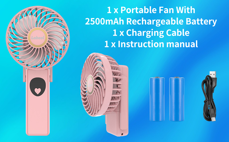 Labeol Handheld Fan Portable Hand Fan 5 Speeds & 270° Foldable Mini Fan with 2500mAh USB