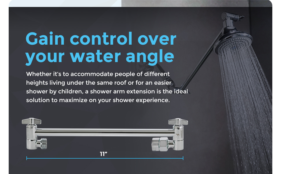 SparkPod Solid Brass Adjustable Shower Arm Extension with Universal Connection to all Shower