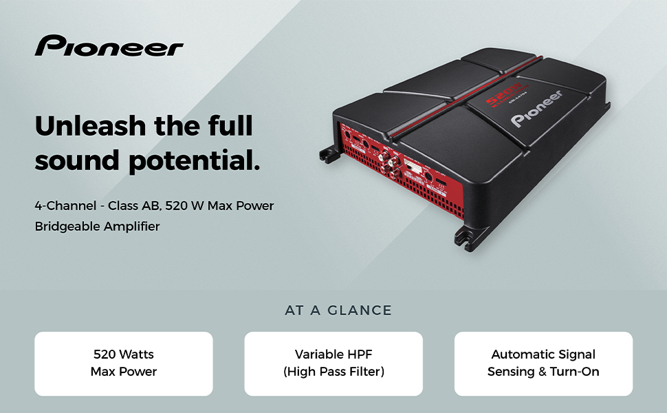 DJ Tech Pro Pioneer GM-A4704 4-Channel Bridgeable Amplifier,Black/red ...
