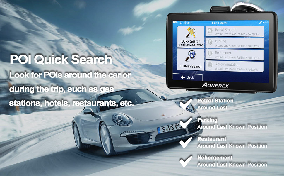Aonerex Sat Nav, 7 Inch Touchscreen GPS Navigation for Car Truck Lorry