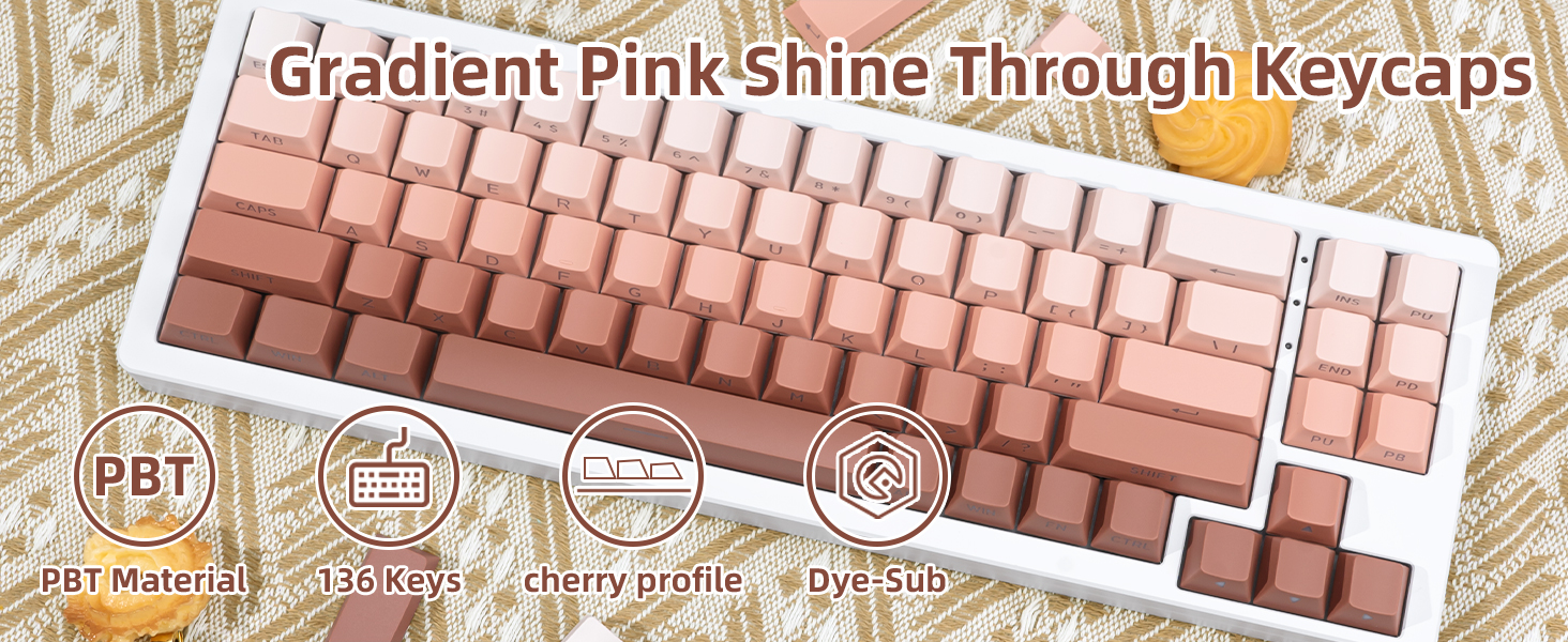 gradient pink keycaps