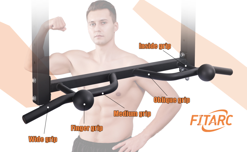 Fitarc Ceiling Mount Pull Up Bar Multi Grip Chin Up Bar Wide,with Ball