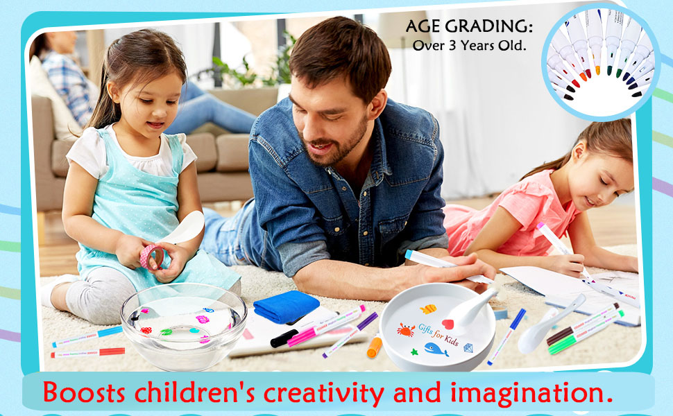 Kiddies Create Magical Floating Drawings Bundle, Magic Drawing Pens for Kids, Water Painting Pen Set
