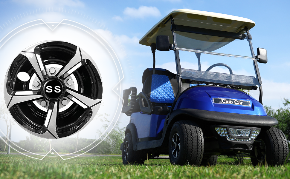 SAMXOMAP Golf Cart SS Wheel Covers Hub Caps for EZGO Club