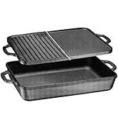 Bruntmor Panela de ferro fundido pré-temperada 3 em 1 com tampa reversível para grelha – 17,8