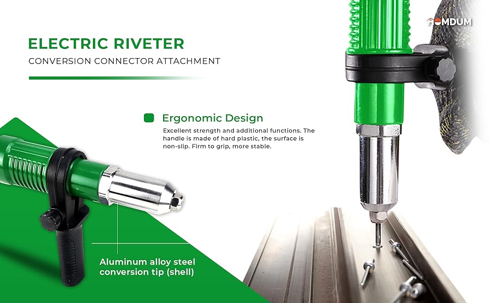 Homdum electric riveter conversion connector attachment for hand drill