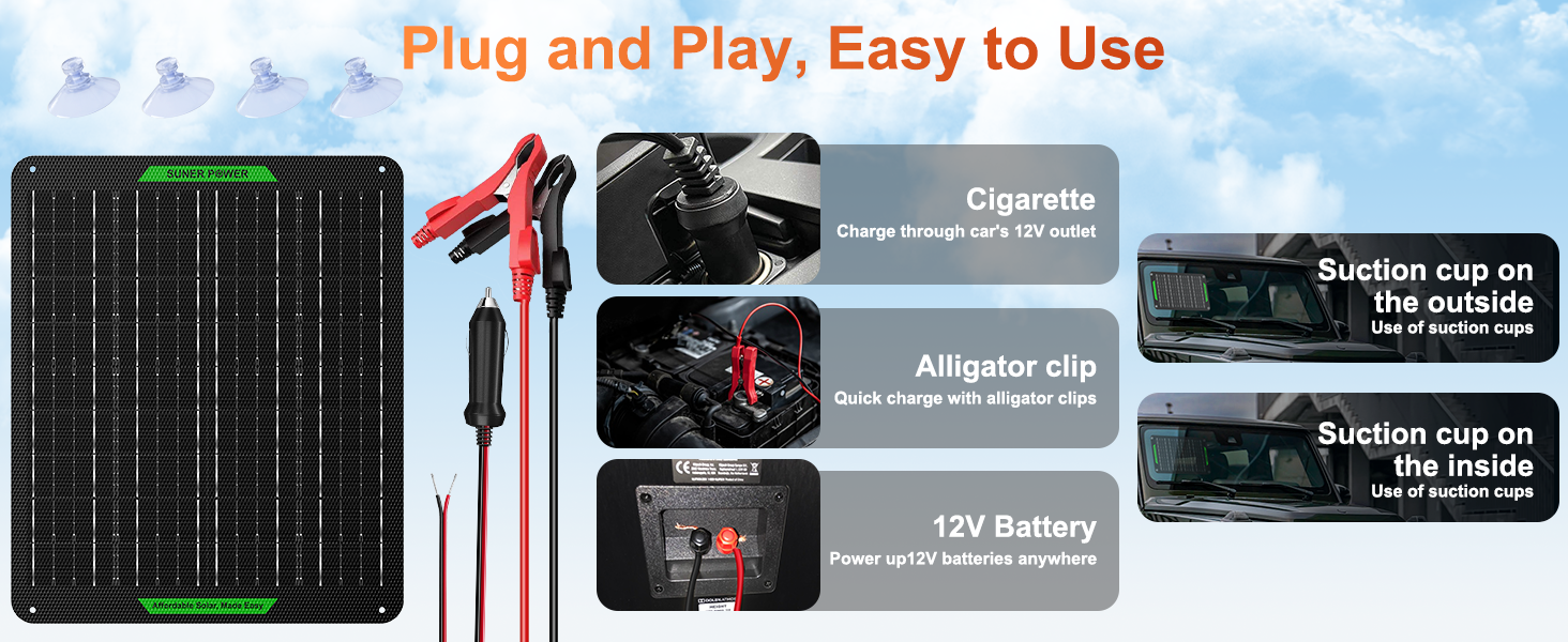 solar trickle charger for car battery 12v