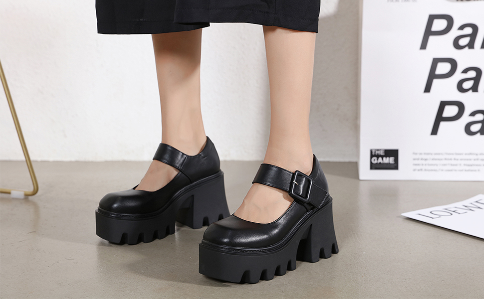 Amazon.com | GDGYDH Mary Janes for Women Heels Platform