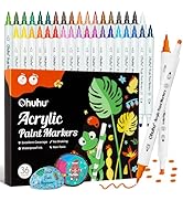 Acrylic Paint Pens 36 Colours, Ohuhu Dual Tips (Fine & Dot) Marker Pens - Waterproof Lightfast Hi...