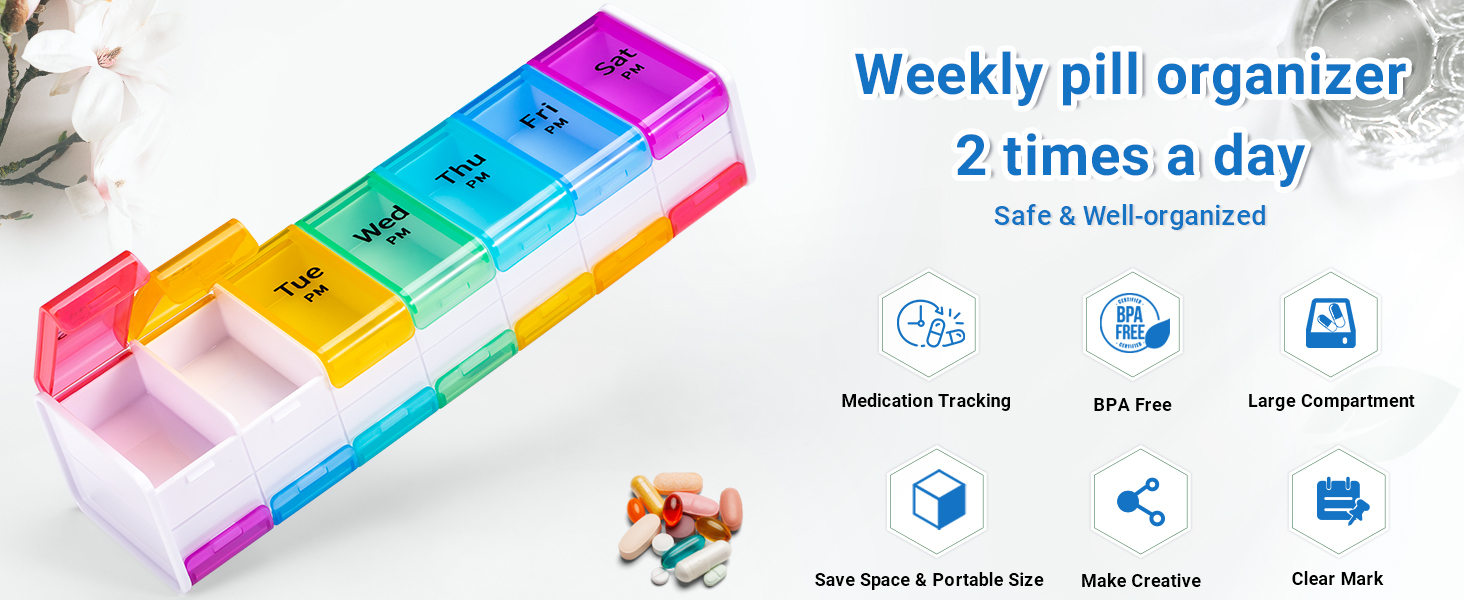 Weekly pill organizer 2 times a day