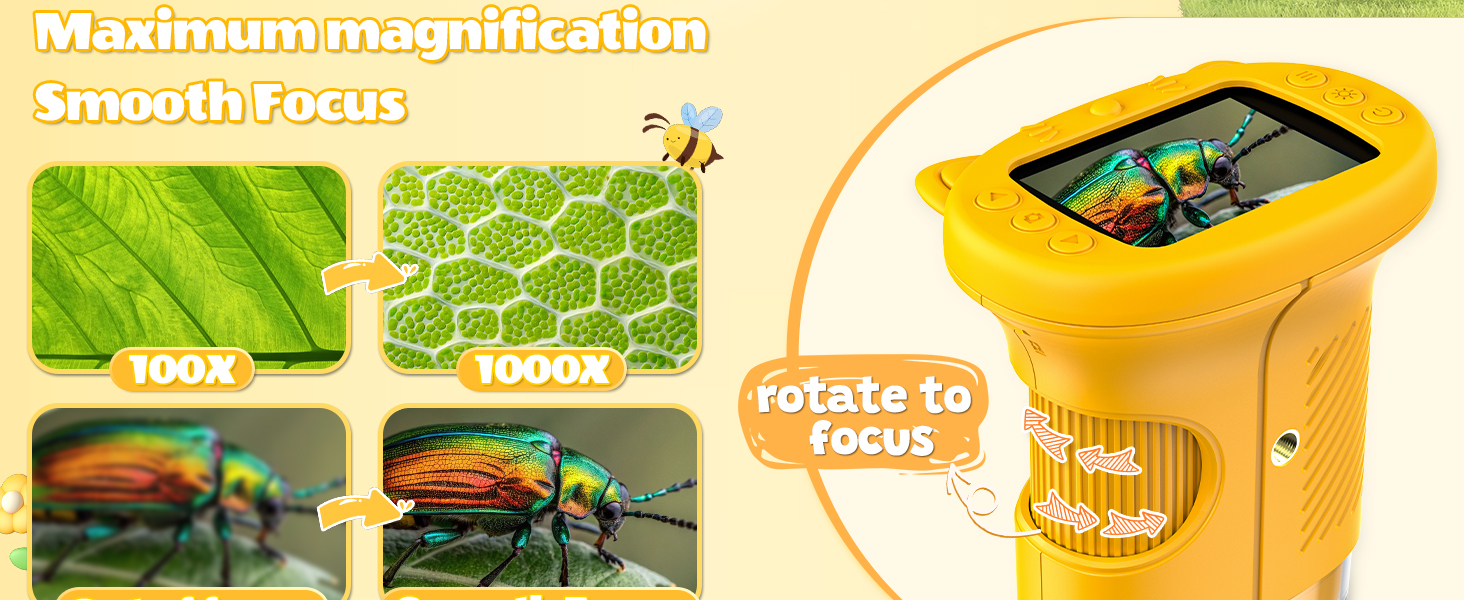 Sequential product demonstration images showing a yellow citrus juicer or press being used to extract juice from fruits.