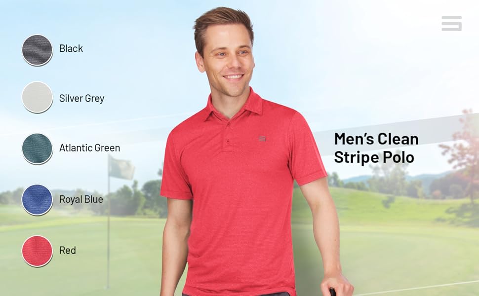 These men's clean stripe golf shirts come in a variety of colors and sizes to choose from.