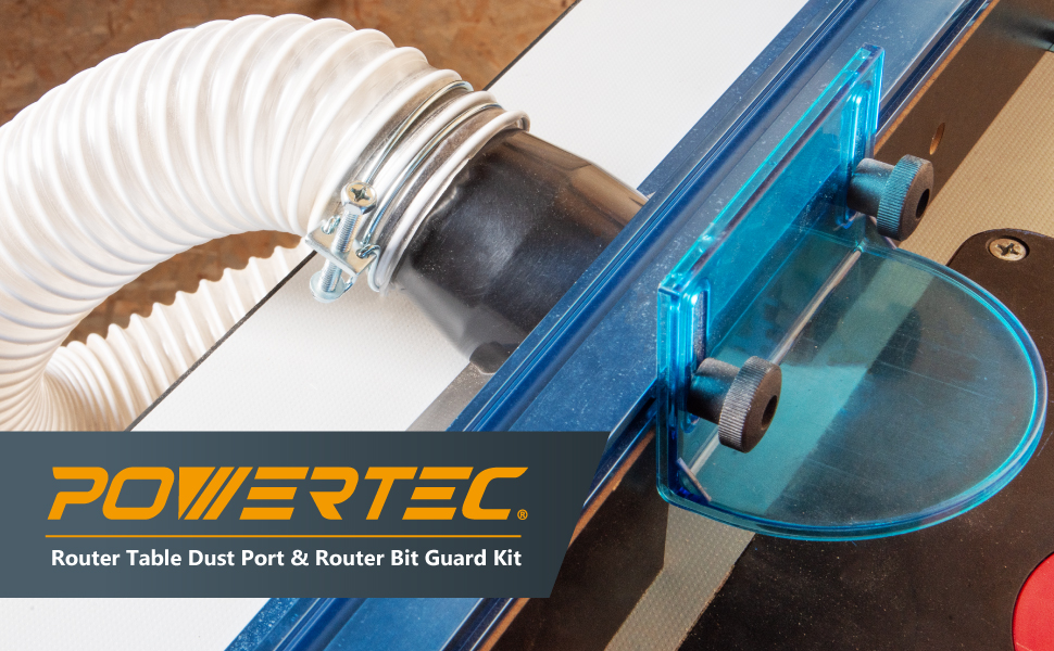 POWERTEC 70406 Router Table Dust Port and Router Bit Guard Kit, 21/2