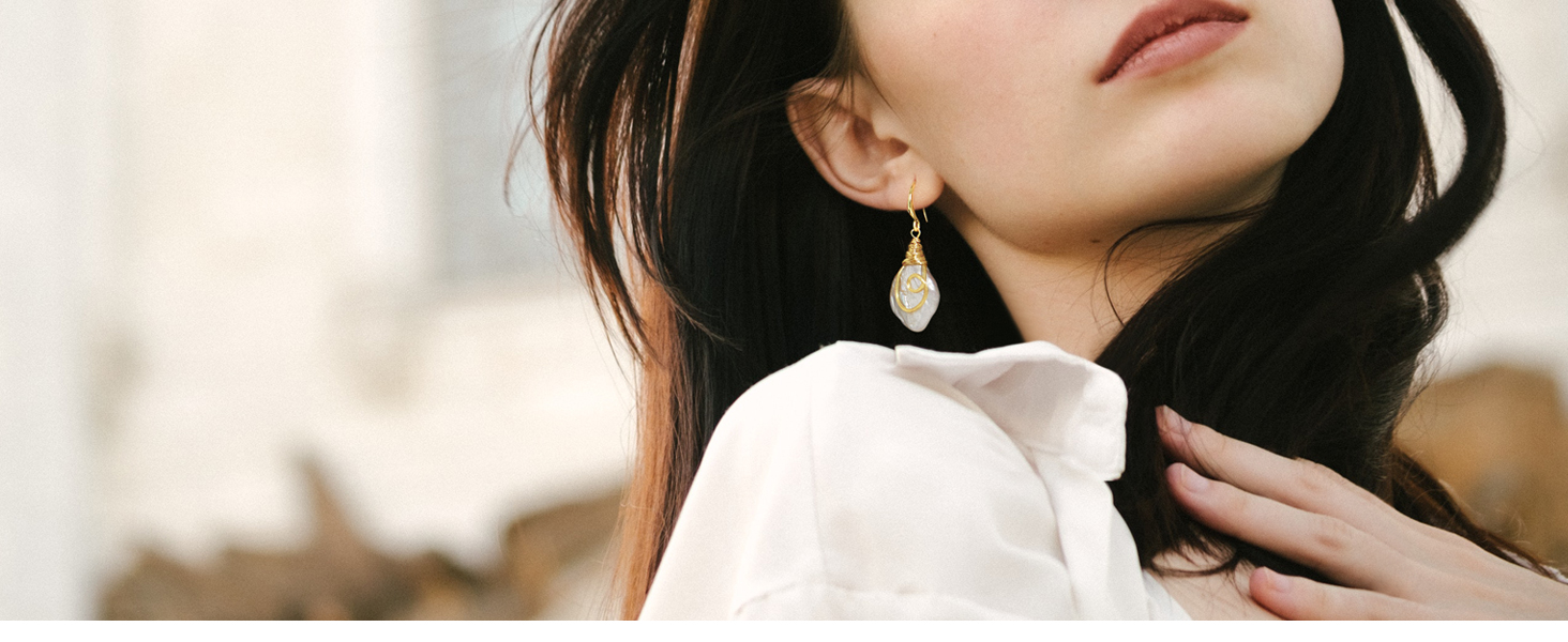 25-30mm Freshwater Baroque Keshi Pearl Dangle Drop Earrings For Women 12 EH303