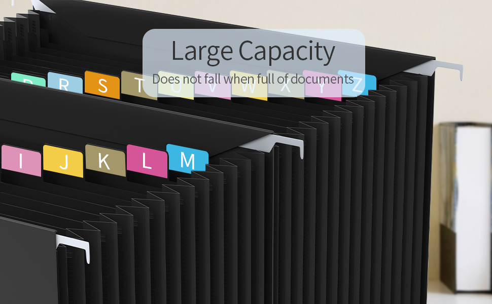 Plastic Hanging File Folders Letter Size,28 Expandable Colored Pockets,Alphabetical