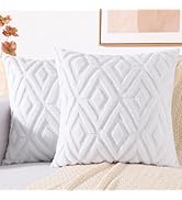 decorUhome Christmas Couch Throw Pillow Covers 18x18 Set of 2, Decorative Soft Plush Faux Wool Pi...