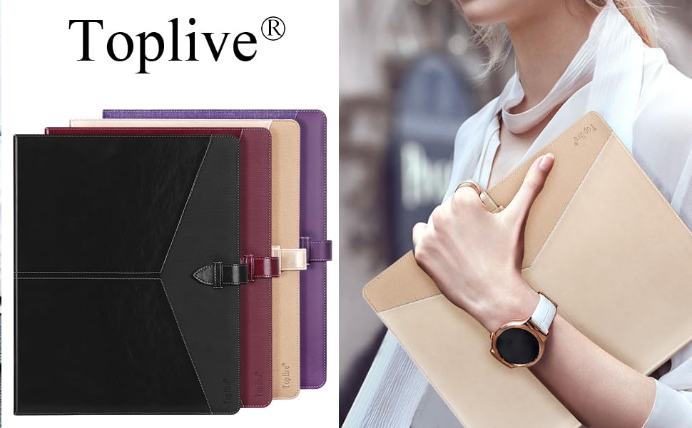 Toplive Padfolio 3 Ring Binder (1'' Round Ring) Business Portfolio