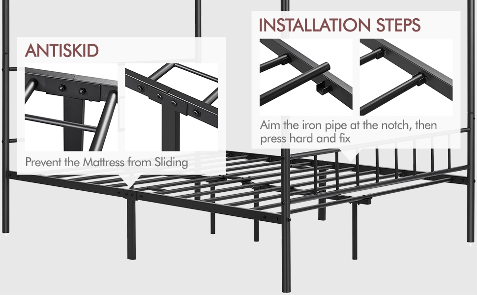 Yaheetech Metal Canopy Platform Bed Frame FourPoster