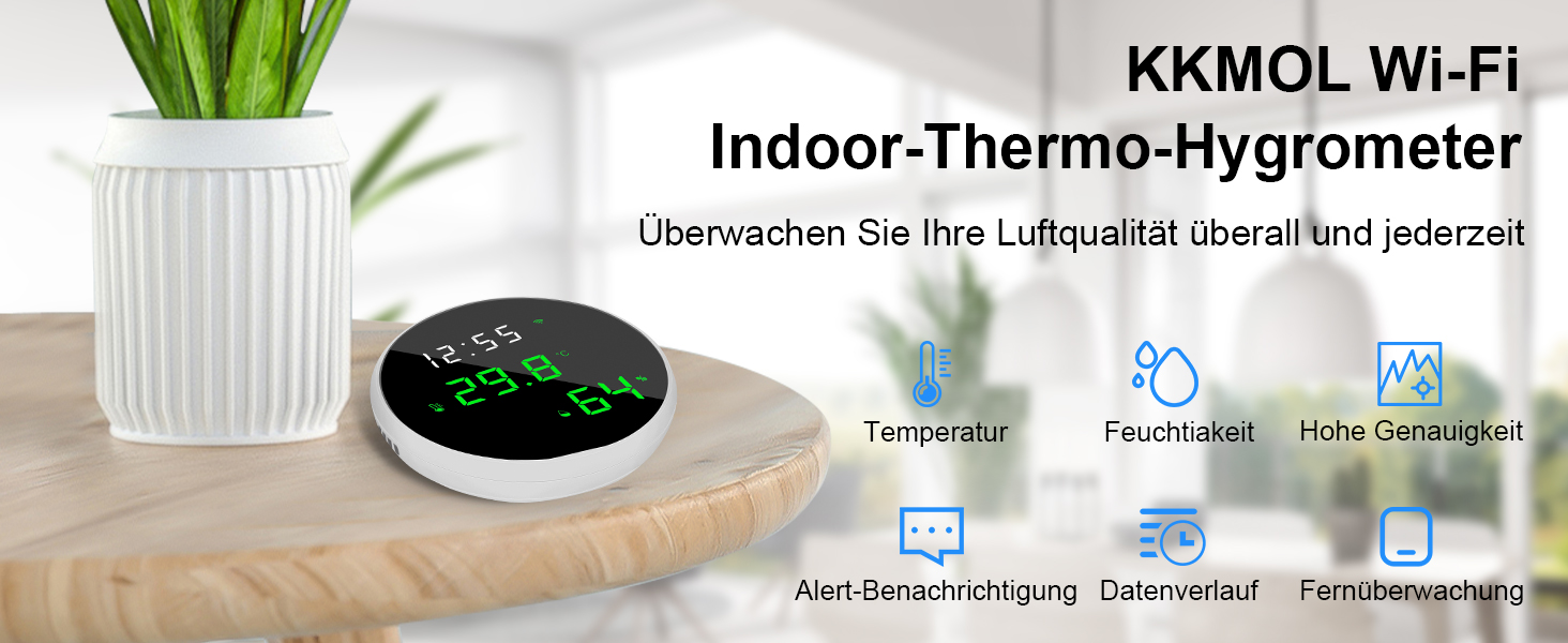 WLAN Thermometer KKMOL WIFI Thermometer, Wlan Thermometer mit App