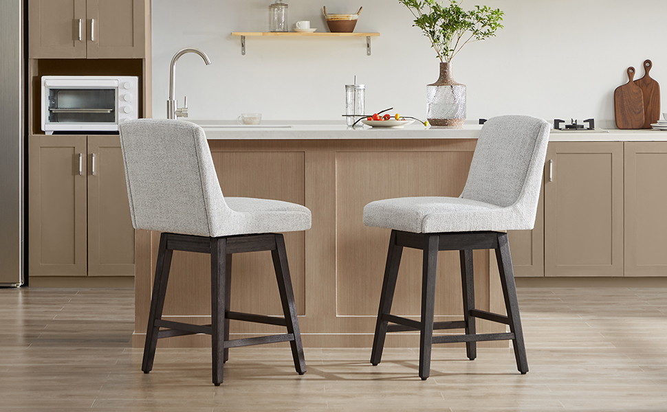 CHITA Counter Height Swivel Barstools, Upholstered Fabric