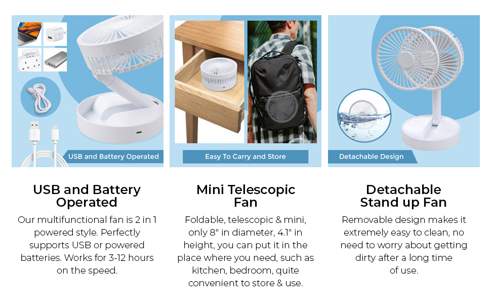 Northern Chill Foldable and Adjustable Fan, for Desks
