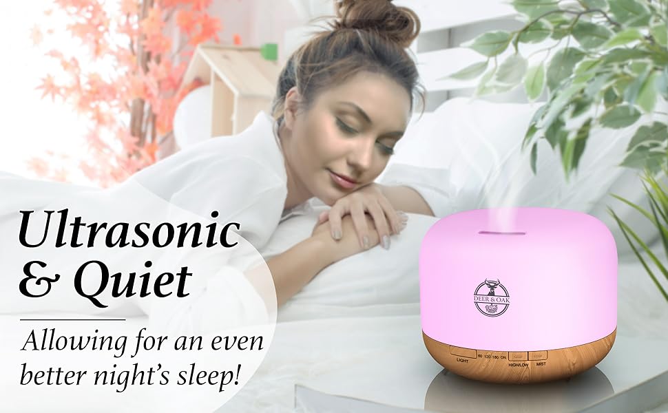 Home Aromatherapy Diffuser by Deer & Oak - 500ml, Remote, Timer, LED