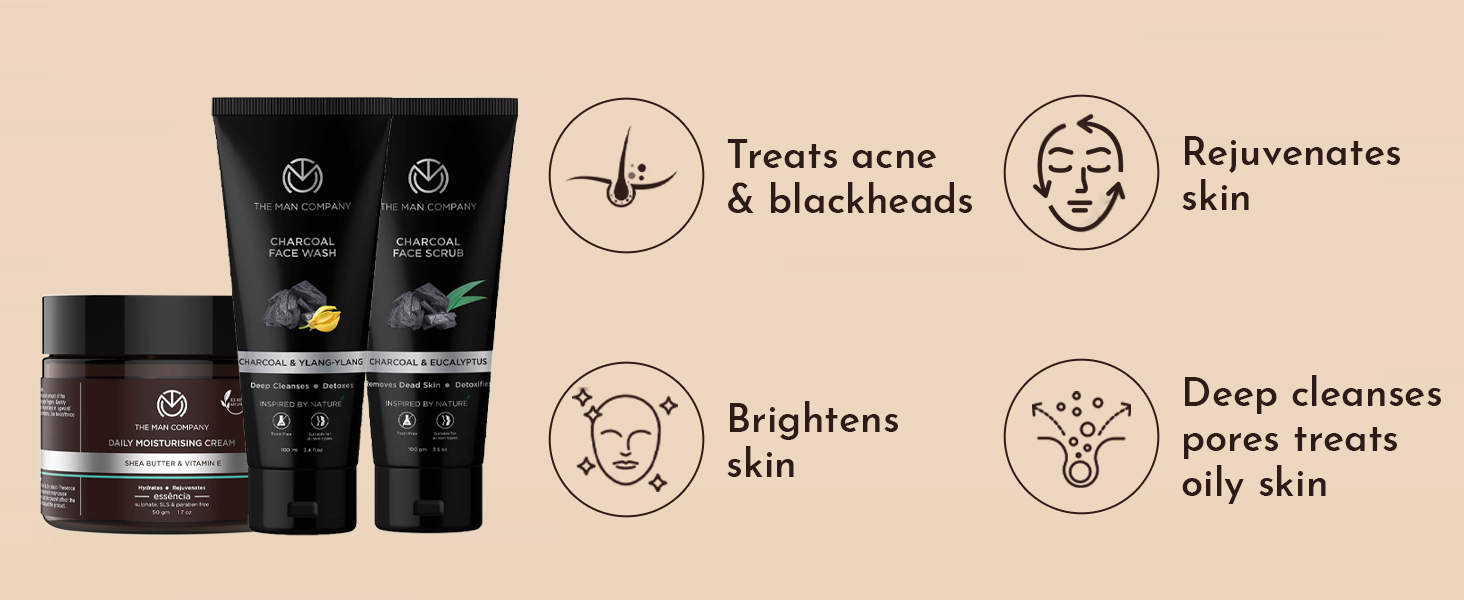face care combo kit pack charcoal skin glow cream summer shea butter Vitamin E wash scrub