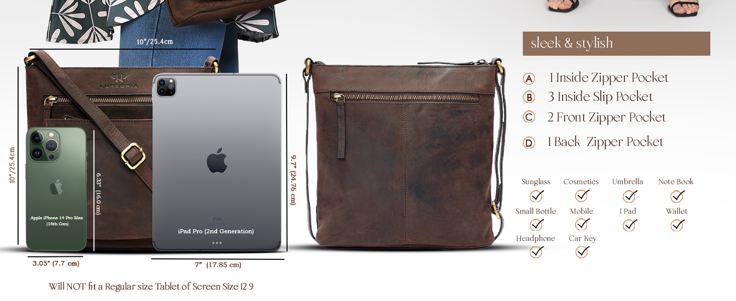 genuine leather crossbody bags for women brown vintage 