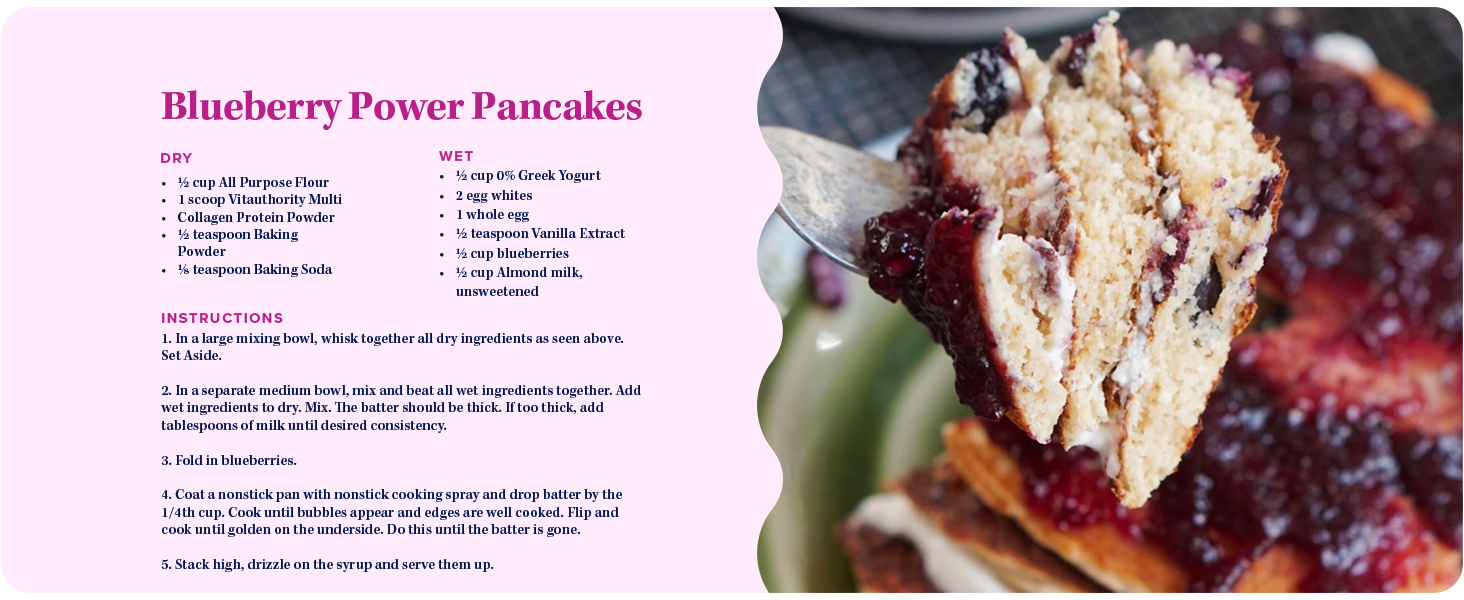 Blueberry Pancakes Recipe with Unflavored Collagen Powder! The opportunities are endless!