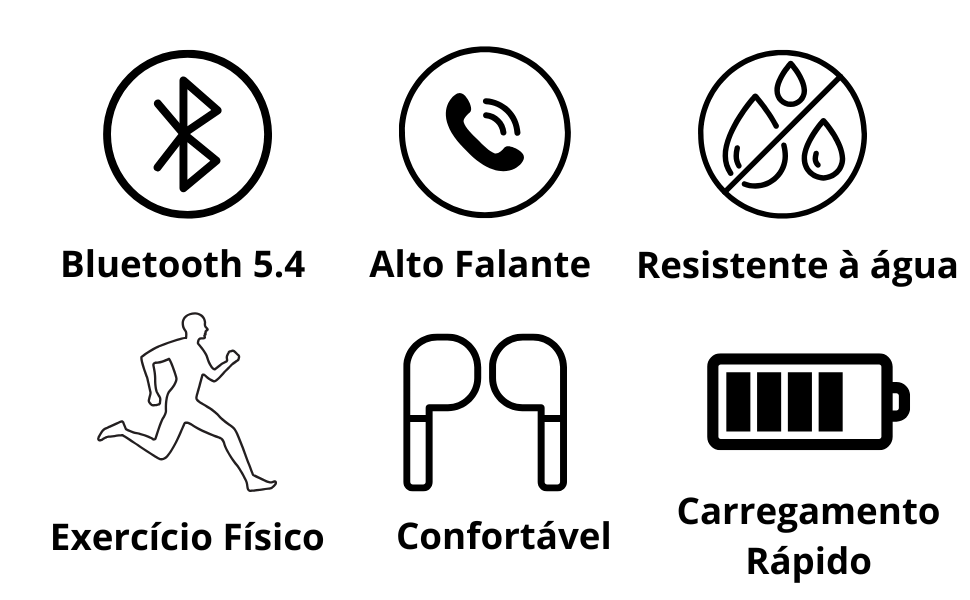 53e373e8-fd28-460e-870e-4c57ce1fa609.__CR0,0,970,600_PT0_SX970_V1___ Fone de Ouvido, Bluetooth 5.4, IPX4 à Prova D'Água, Com Microfone Embutido. Design Esportivo e Ergonômico, Ideal Para Corridas, Atividades Físicas, Compatível com IPhone e Android, Anti Ruído (Preto)
