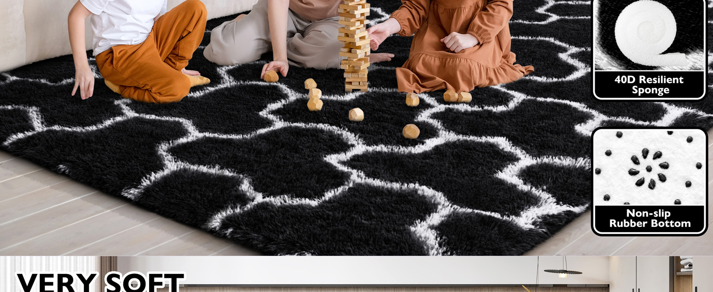EVOIONOS Black and White Area Rugs for Living Room, 7x10
