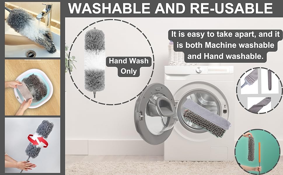 Washable and Re-usable feather duster for cleaning cleaning product household essentials brush