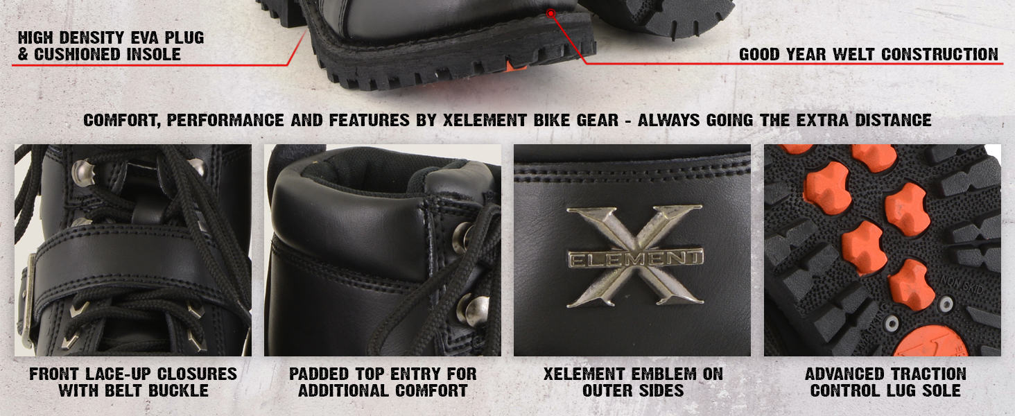Xelement Womens Woman Girl Ladies Leather Motorcycle Biker Boots Boot