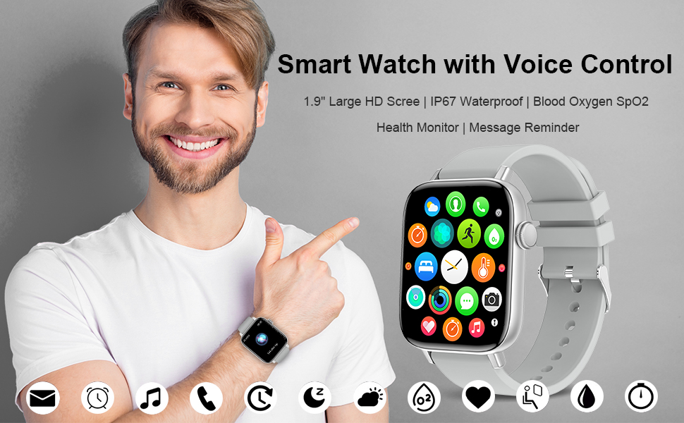 LOJUSIMEH Smart Watch, 1.9" Smartwatch with Text and Call