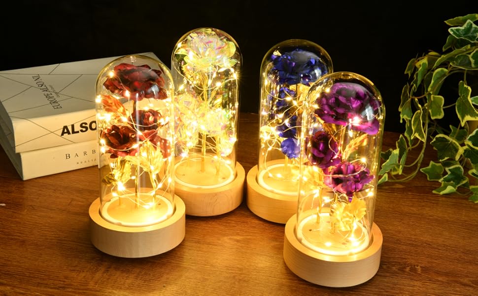 Glass Rose Gifts for Mom/Daughter,Christmas Anniversary