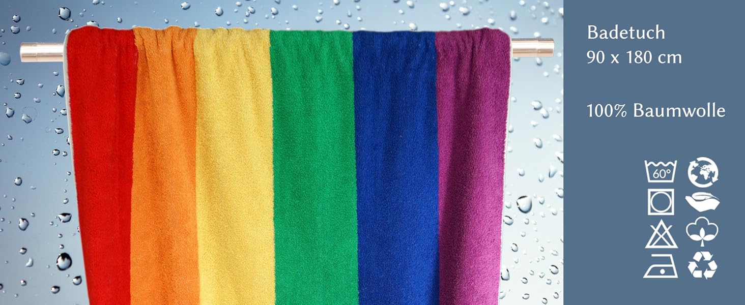 Regenbogen großes Badetuch Frottee