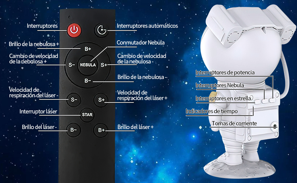 Proyector de luz de astronauta para niños