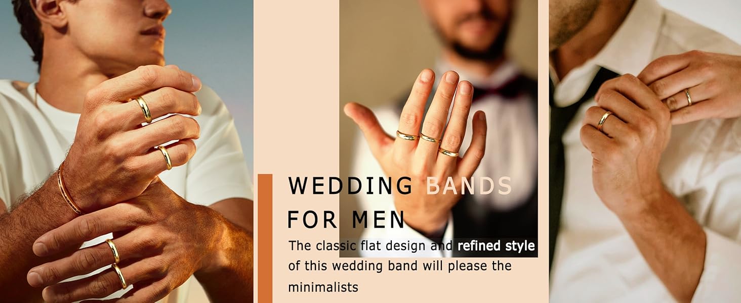 Gold Rings Simple Plain Pinky Thumb Statement Band Ring