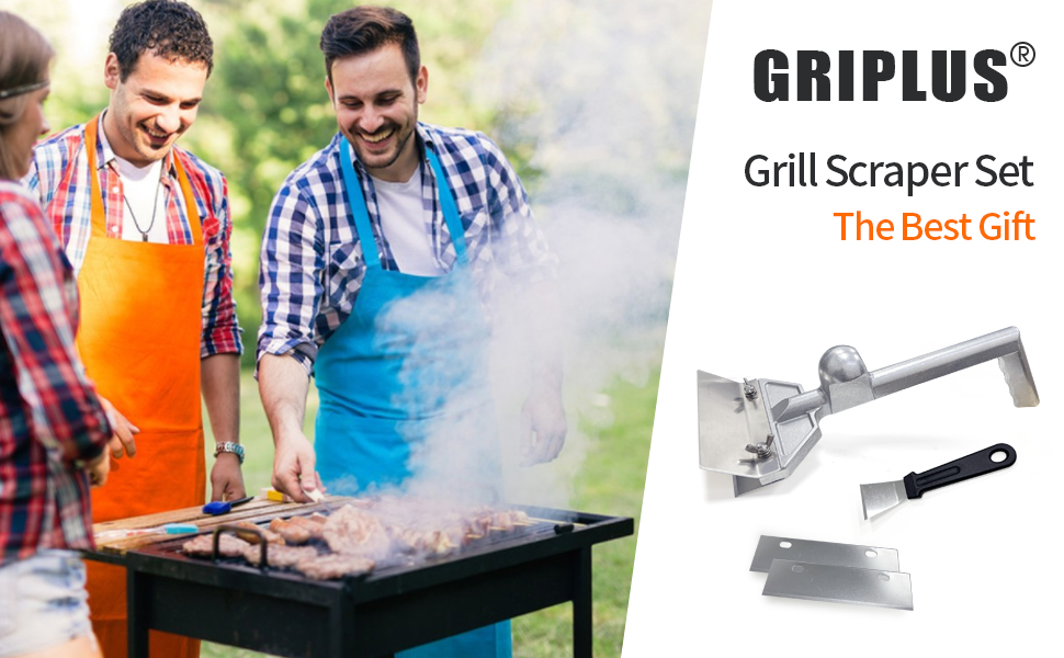 Griplus Grill Scrapers with Replacement Blades and Small