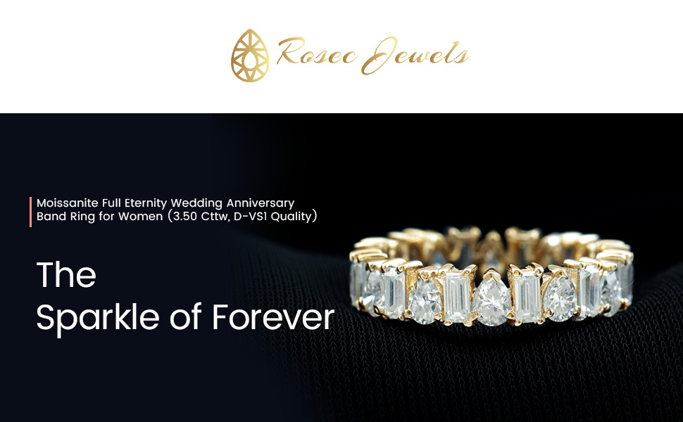Moissanite Full Eternity Wedding Anniversary Band Ring
