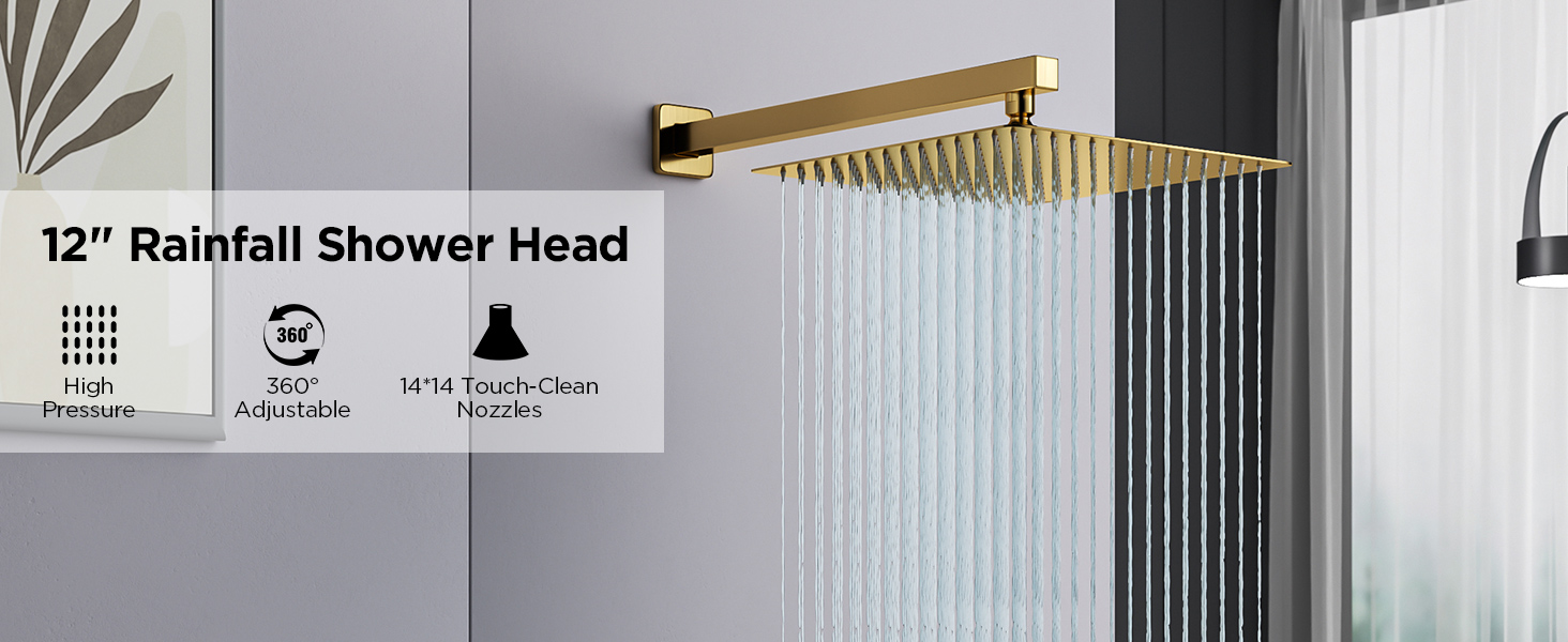 Shower Head with Tub Spout, 12'' High Pressure Rain Shower Head 12