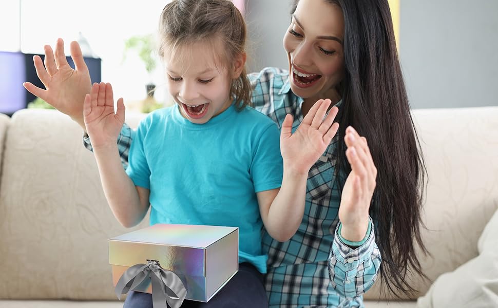 Amazon.com: Giftgarden 4 Pack 8”x8”x4” Rainbow Silver Gift