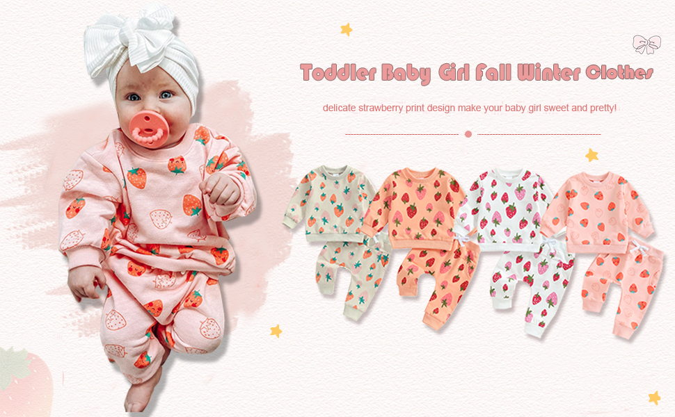 infant toddler baby girl autumn winter outfits casual crewneck long sleeve pullover top pants set