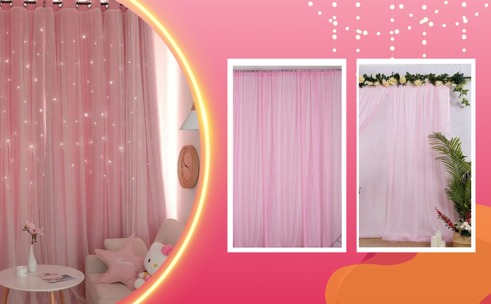 pink curtains for decoration 