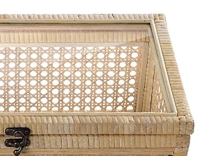 boho decorative boxes home decor wicker basket lid rattan decor keepsake trunk glass display box