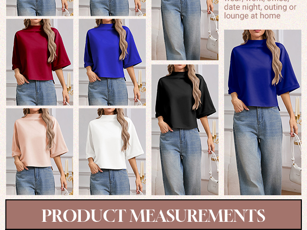 SweatyRocks Women's 3/4 Sleeve Mock Neck Basic Loose T-Shirt