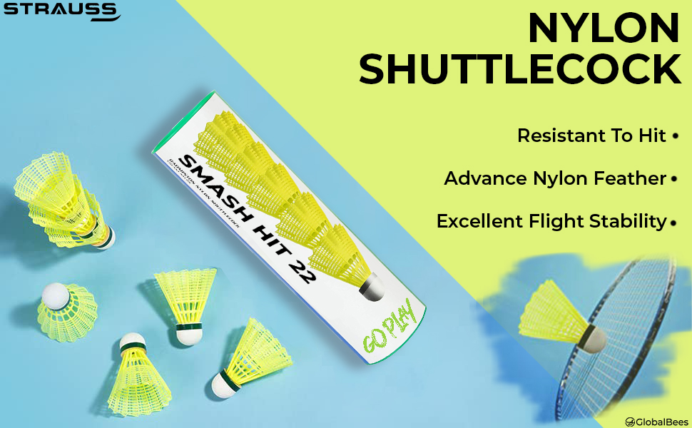 Buy Strauss Smash Hit22 Nylon Shuttlecock (Pack of 6) Stable Flight